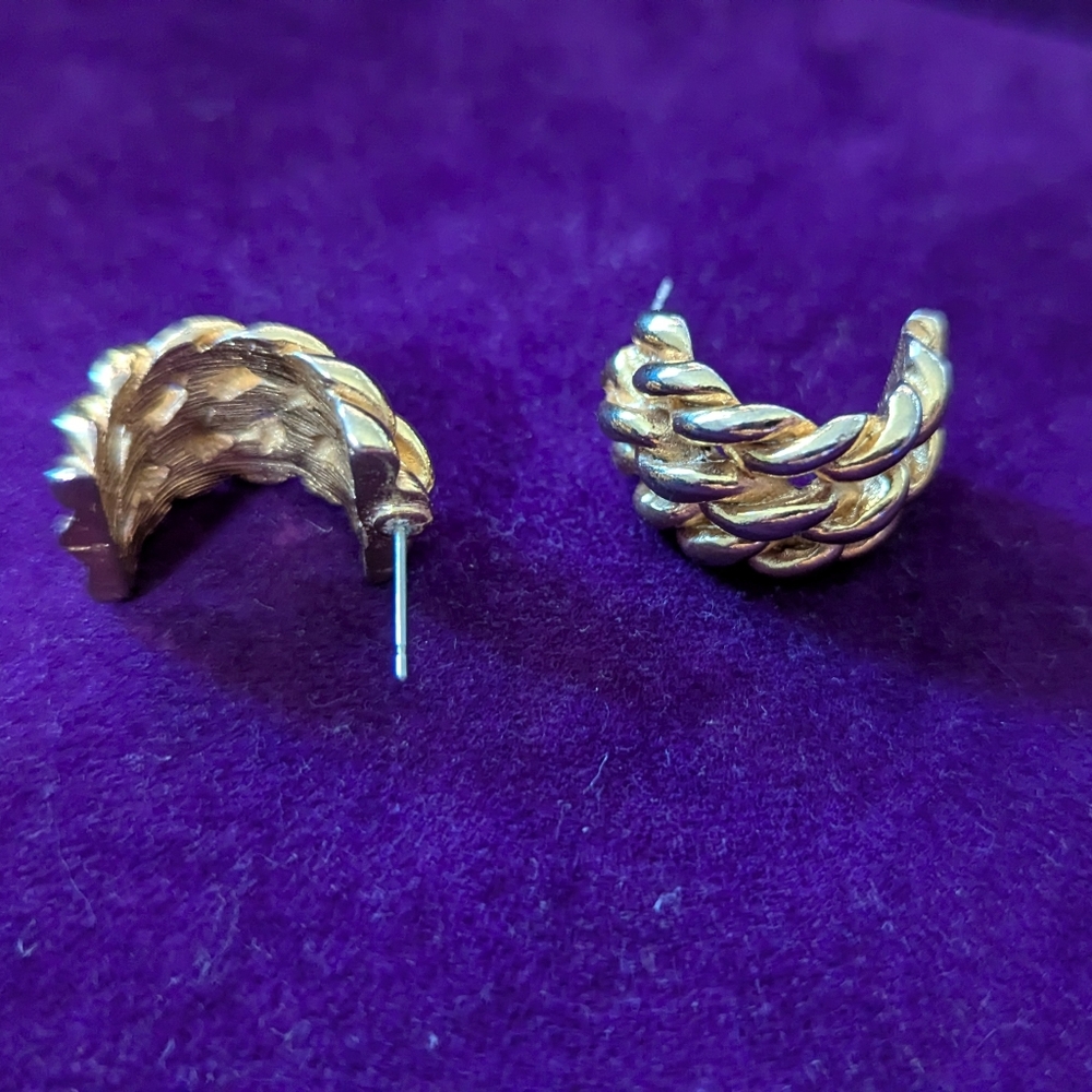 Gold Braided Hoop Earrings